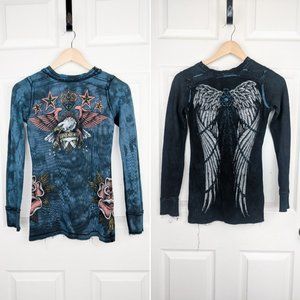 Affliction Reversible Graphic Thermal Long Sleeve